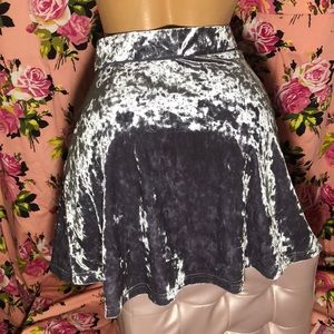 TOPSHOP Silver velvet skirt a line pocket skater